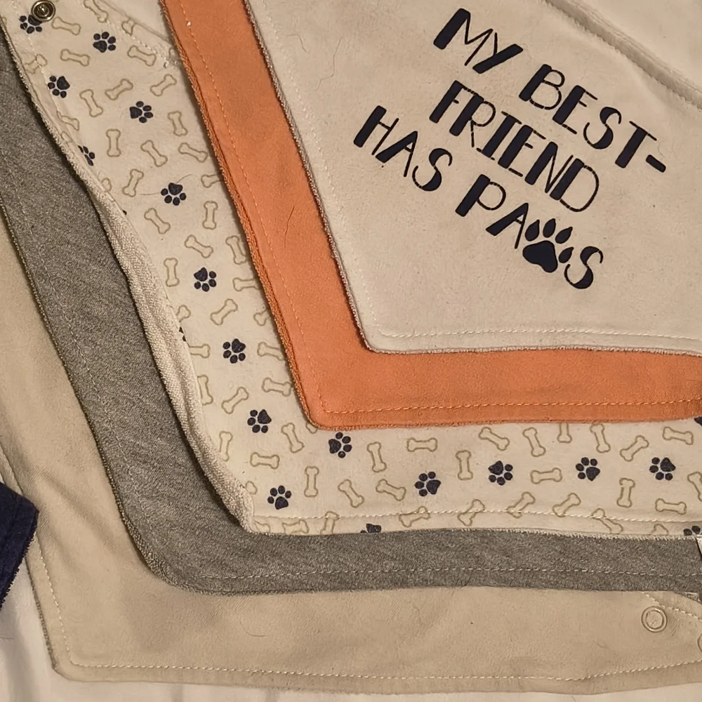 Baby Bandana Drool Bibs Set - Neutral Gray, Cream, Orange, Navy